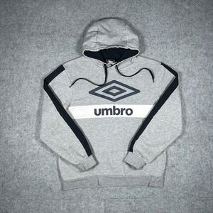 Umbro Hoodie Men Medium Gray Pullover Logo Soccer Sportswear Athleisure Active